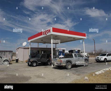 A Small Gas Station In Desert In West Texas Near Fort Stockton Stock