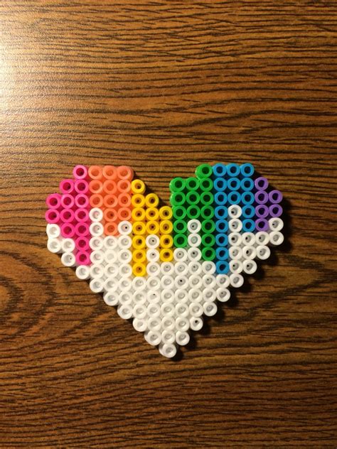 Melted Rainbow Heart Perler Bead Patterns Perler Beads Designs