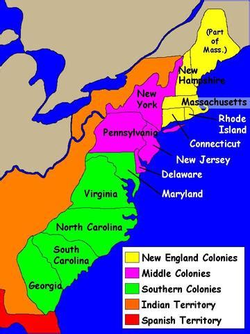 It comprises the states of connecticut, massachusetts, maine, new hampshire. 13 Colonies Map