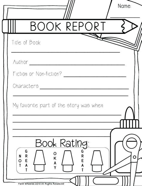 Free Book Report Templates Grade Book Report Template Free Printable