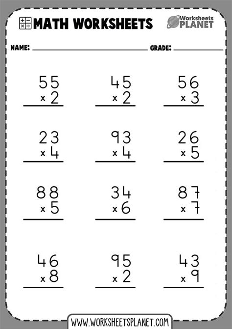 Two Digit By Two Digit Multiplication Worksheet
