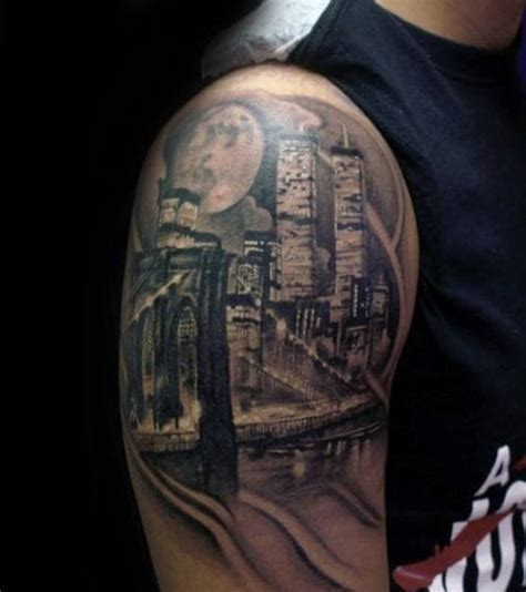 70 Bright City Skyline Tattoo Designs For Men 2023 Guide