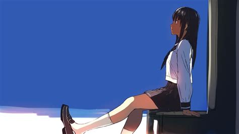 School Uniforms Long Hair Seifuku Anime Girls Black Hair Original Characters High Quality