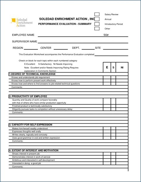 √ Free Printable Employee Performance Appraisal Form