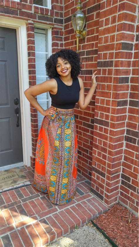 Shola African Print Wrap Maxi Skirt Red African Wrap Skirt Etsy
