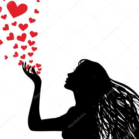 Silhouette Woman Blowing Heart ⬇ Vector Image By © Svetap Vector Stock 8587915