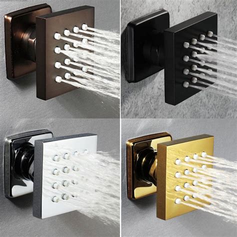 Inches Multi Color Brass Square Shower Body Spa Jets Chrome