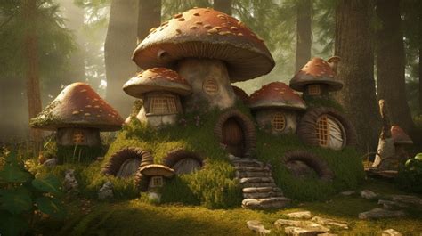 An Amazing 3d Graphics Wallpaper Of A Cute Mushroom House Background