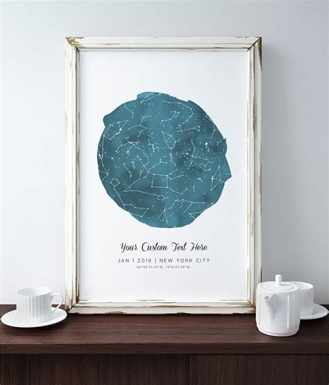 Custom Star Map Constellation Chart Map Of The Night Sky Custom Star