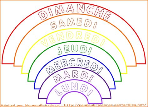 Arc En Ciel 3 Avec Les Jours De La Semaine à Colorier Jours De