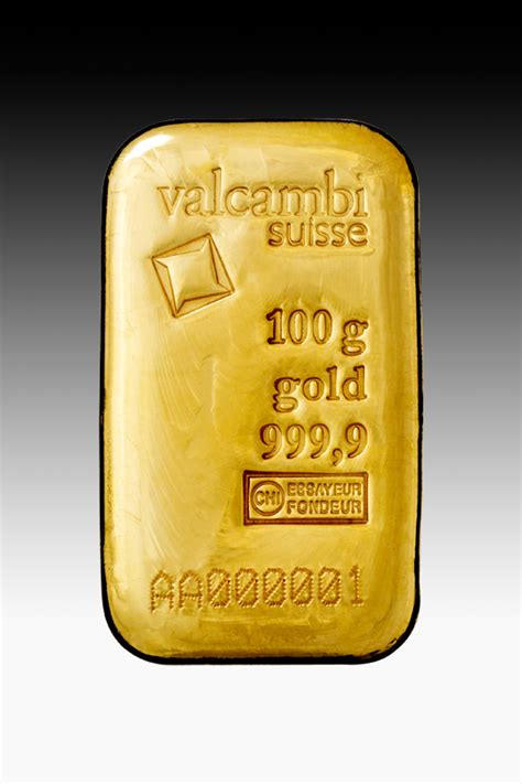 100 or one hundred (roman numeral: 100 g Gold bar 999,9