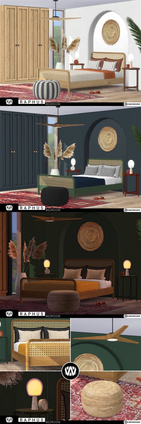 Спальня Raphus Bedroom By Wondymoon Мебель для Sims 4 Каталог