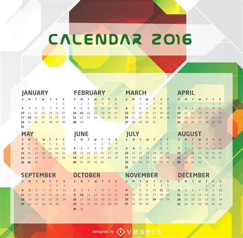 2016 Calendar Template Vector Download