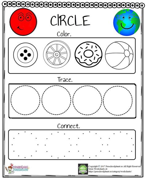 Circle Worksheet For Kids Shape Activities Preschool Math Activities