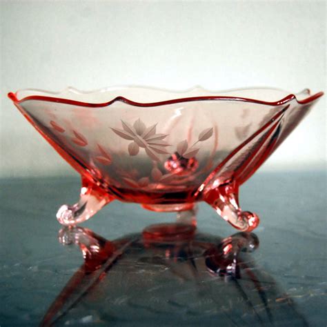 Pink Depression Glass Floral Etch Footed Bowl By Lancaste… Flickr