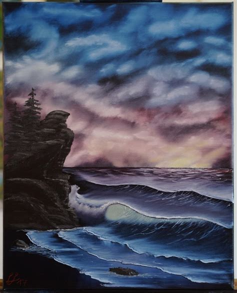 Sunset Seascape Bob Ross Crimson Tide S23e12 Ccw Rhappytrees