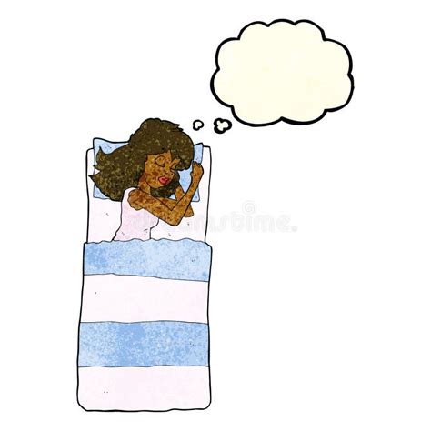 Cartoon Sleeping Woman With Thought Bubble Stock Illustration