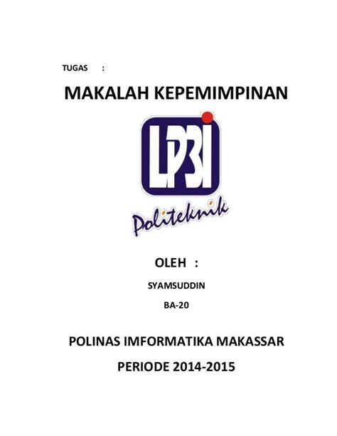 Contoh Cover Makalah Lp3I - Viral Update