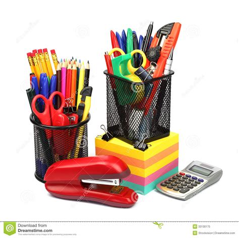 School And Office Supplies Isolated On White Background Stock Image