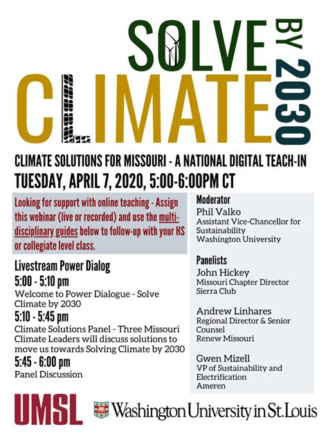 Umsl Taking Part In National Solve Climate By 2030 Digital Teach In On