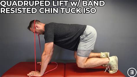 Quadruped Lift With Band Resisted Chin Tuck Isometric Youtube