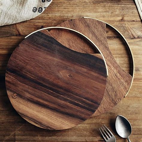 Acacia Wood Cutting Board Round Wooden Kitchen Chopping Etsy