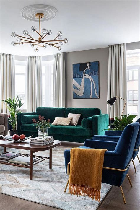 Bright emerald green sofa for the living room in white [From
