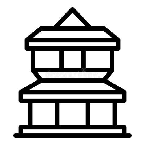Skyline Temple Icon Outline Vector Travel Nepal Stock Illustration