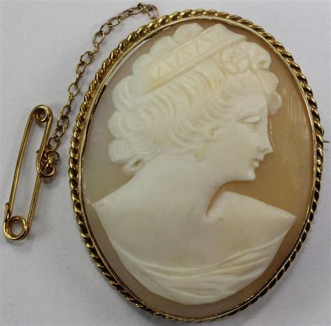 Lot Antique Shell Cameo Brooch In 9ct Gold Surround