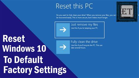 Ground that is relative to the earths negative charge. Windows 10 - How to Reset Your Computer to Factory ...