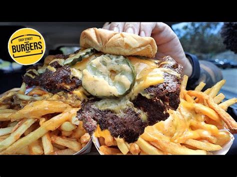 Mukbang Eating Easy Street Burger Triple Cheeseburger Double