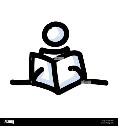 Reading Stick Figure Person With Book Hand Drawn Isolated Human Doodle
