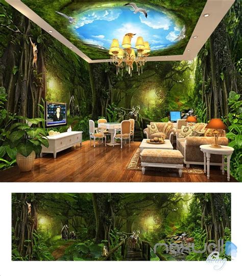 Deep Forest Forest Theme Space Entire Room Wallpaper Wall Mural Decal