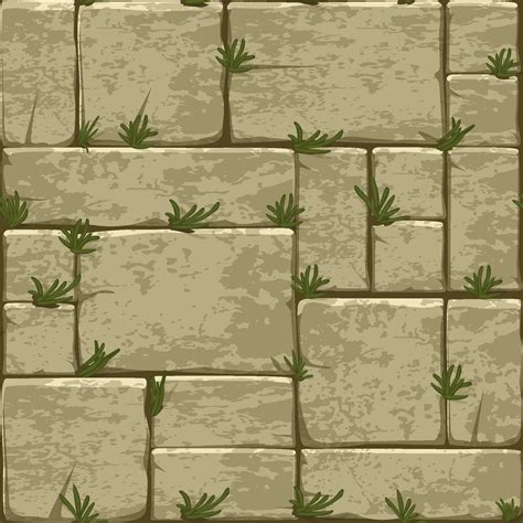 Cartoon Stone Pavement Seamless Pattern Brick Wall Texture Cracked