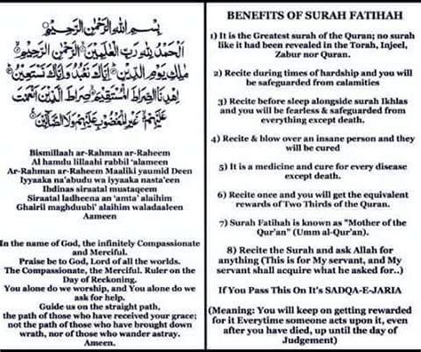 Allah in the name of the most affectionate, the merciful. BENEFITS & BLESSINGS OF SURAH FATIHAH... - Central Coast ...