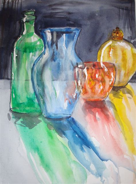 Video tutorial for painting a watercolor pineapple included. How to Paint Vases Casting Colorful Shadows in Watercolor
