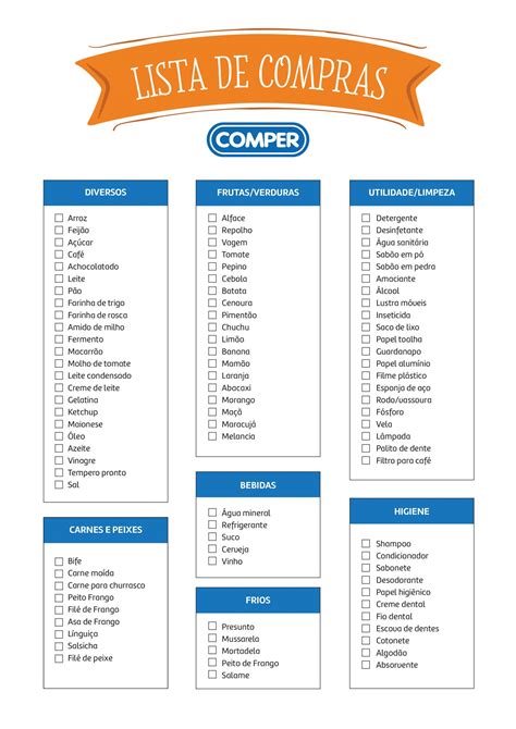 Listas De Compras Supermercado As 7 Melhores Para Imprimir Lista Pdf