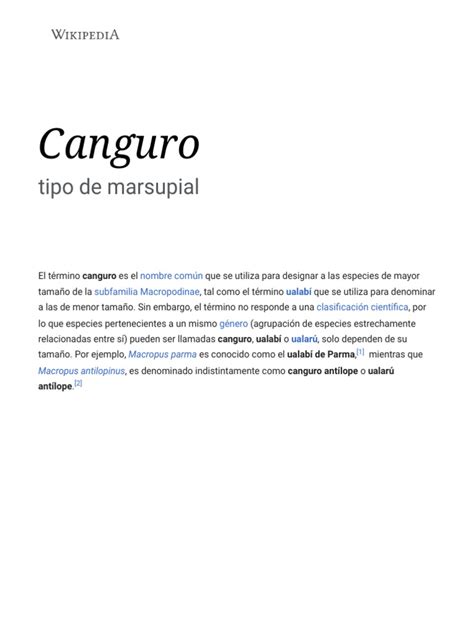 Canguro Wikipedia La Enciclopedia Libre Pdf Pdf Fauna De