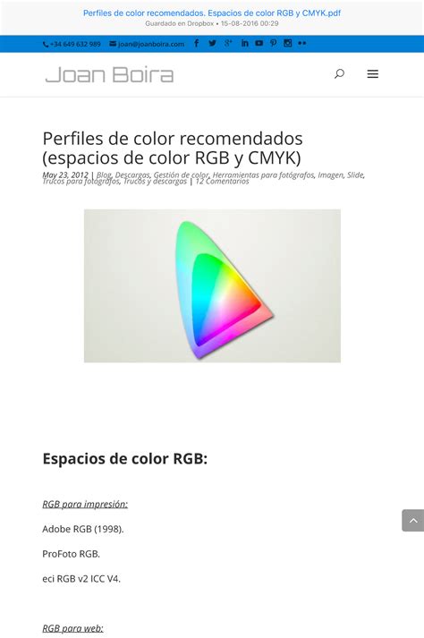 Perfiles De Color Recomendados Espacios De Color Rgb Y Cmyk Perfiles