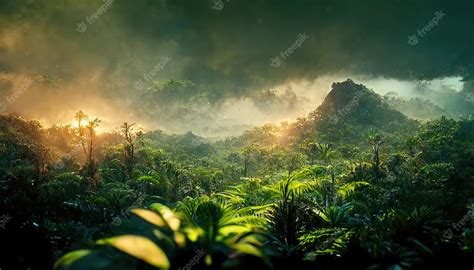Premium Photo Raster Illustration Of Jungle Top View Palm Trees