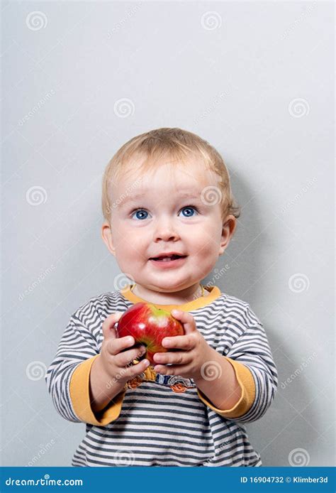 Baby With Apple Stock Photo Image Of Holding Care Carefree 16904732