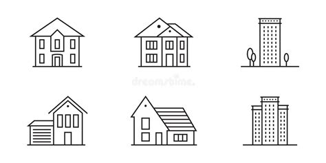 Home Or House Icon Set Outline Residential Buildings Vector