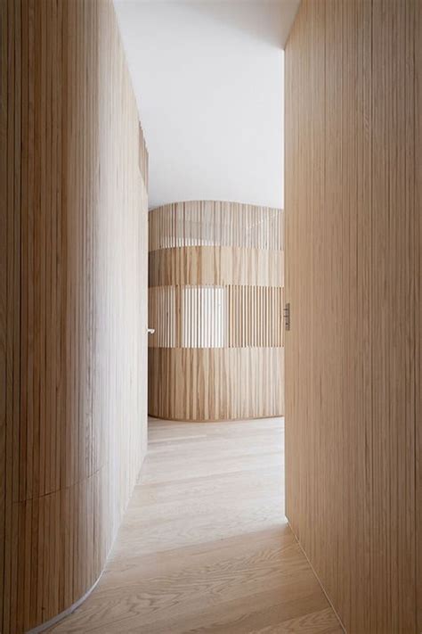 Wood Battens And Curves Julien Joly Interior Cladding Curved Walls