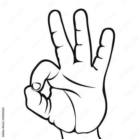 Okay Hand Sign Ok Hand Symbolemblem Outline Vector Stock