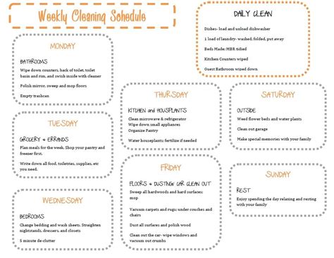 A cleaning checklist will guarantee you a successful cleaning project, leaving no dirty spots behind. weekly household cleaning schedule | ... House Schedule ...