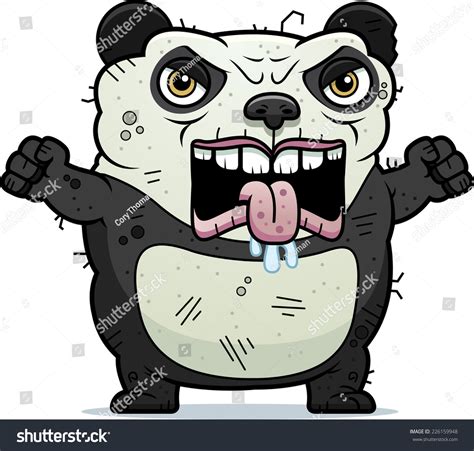 Cartoon Illustration Ugly Panda Bear Looking เวกเตอร์สต็อก ปลอดค่า