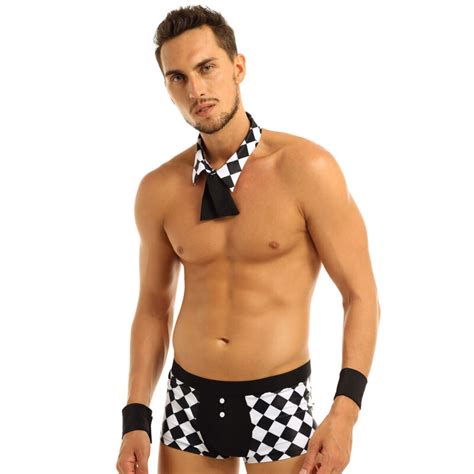 men halloween costume maid outfit sexy fancy dress nightwear stretchy