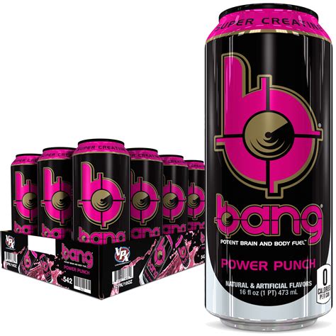 Bang Power Punch Energy Drink With Super Creatine 16 Oz Cans 12 Count