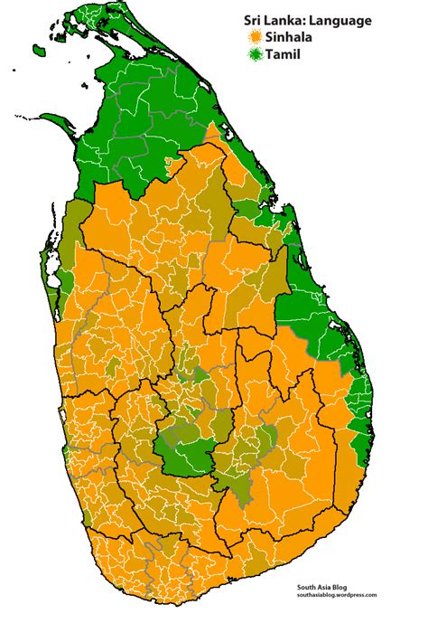 Sri Lanka Language Map By South Asia Blog Map Srilanka