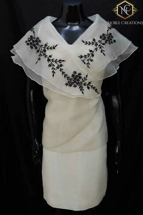 modern filipiniana silk embroidered wrap blouse barong tagalog philippine national costume